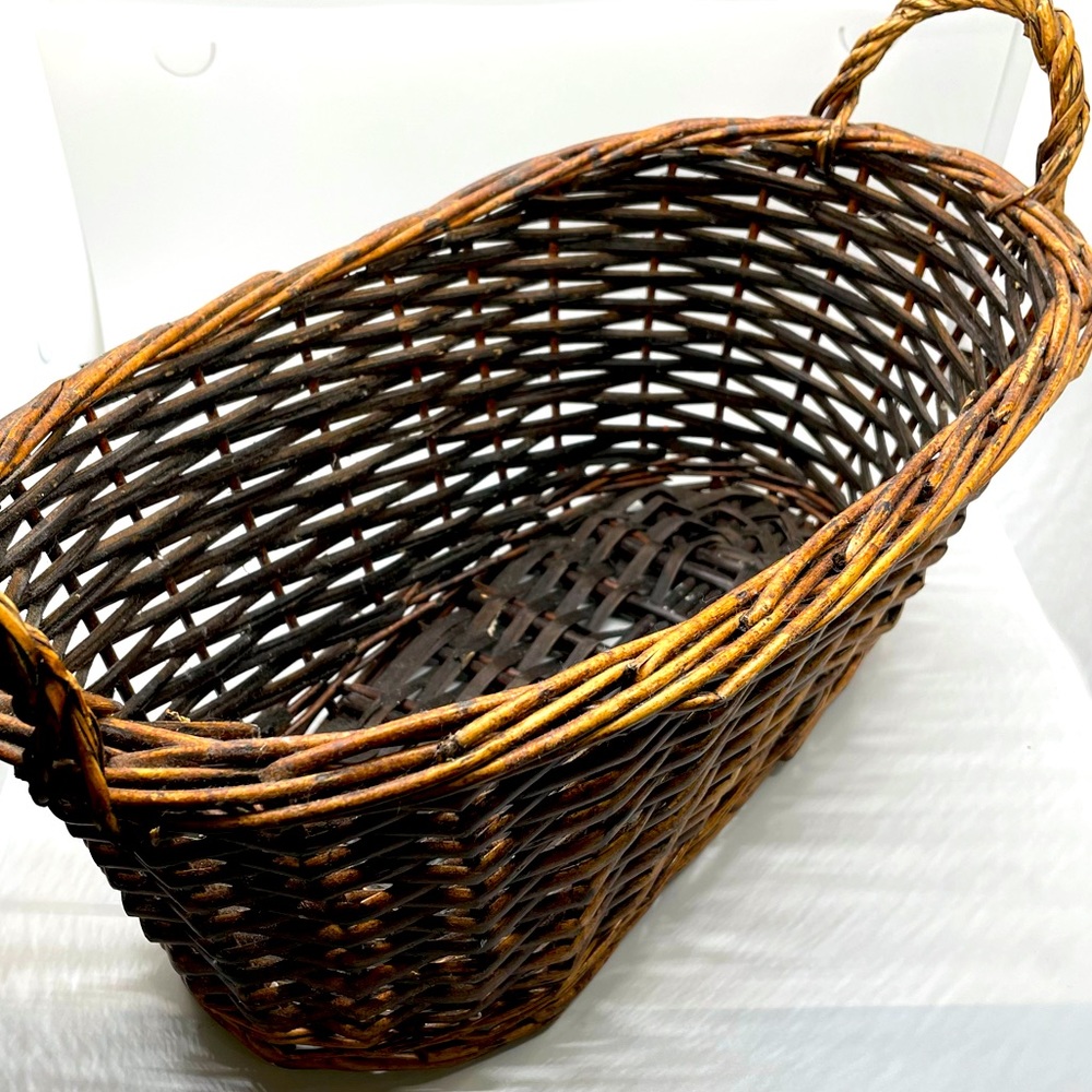 Gorgeous Oval Whicker Dark Wooden Basket